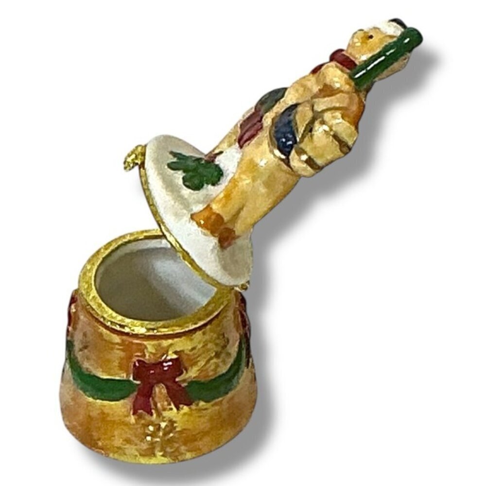 Vintage Hand Painted Trinket Box Hinged Christmas Santa Bear Carousel Horse 1990 - Picture 12 of 16